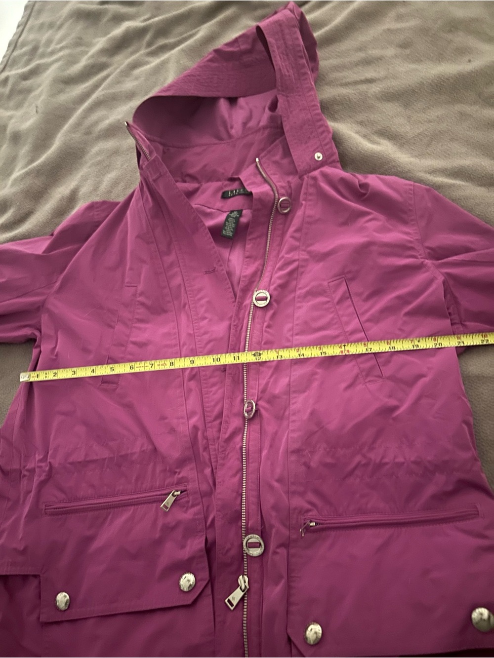 Ralph Lauren Hooded Raincoat in Bright Fuchsia - Picture 7 of 8